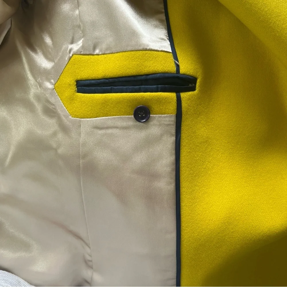 J.CREW GOLD MELTON WOOL ASYMMETRICAL ZIP FRONT BELTED TRENCH COAT SIZE 8 - Picture 10 of 13